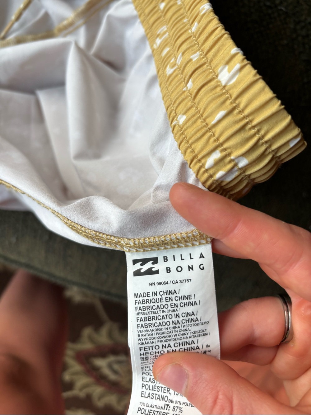 Billabong Yellow Printed Athletic Shorts - Picture 5 of 5